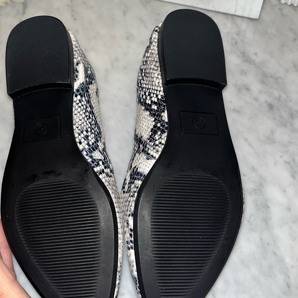 AMERICAN Rag Jilly Pointed Toe Embossed White Black Snake Skin Ballet Fl… - Picture 14 of 14